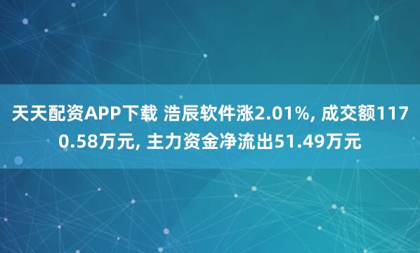 天天配资APP下载 浩辰软件涨2.01%, 成交额1170.58万元, 主力资金净流出51.49万元